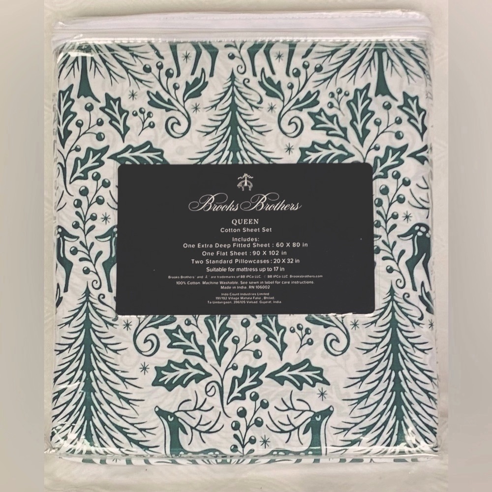 Brooks Brothers Winter Forest Cotton Sheet Set - Queen - Picture 2 of 5
